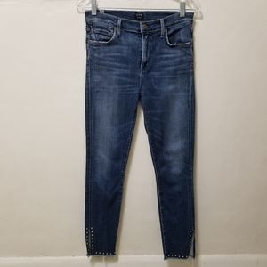 Citizens of Humanity Jeans Rocket High Rise Skinny Studs Split Hem Ankle 27 COH